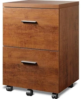 Devaise 2 Drawer Wood File Cabinet, Mobile Lateral Filing Cabinet with Storage, Letter Legal Size, Walnut