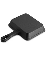 MegaChef Mini Cast Iron Square Pan with Wood Tray