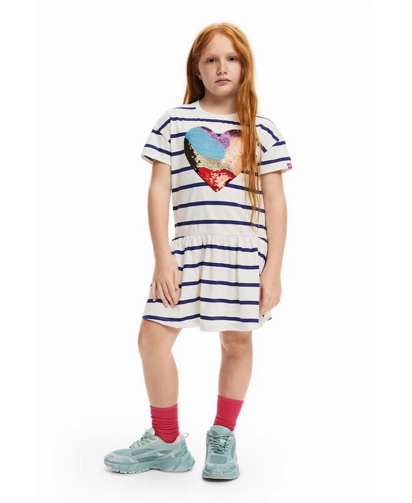 Desigual Girls's Heart stripe dress