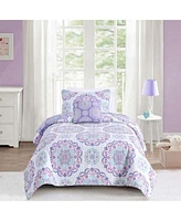 Alex Bella Vivian Purple 3 Piece All Season Reversible Cotton Quilt Set Twin