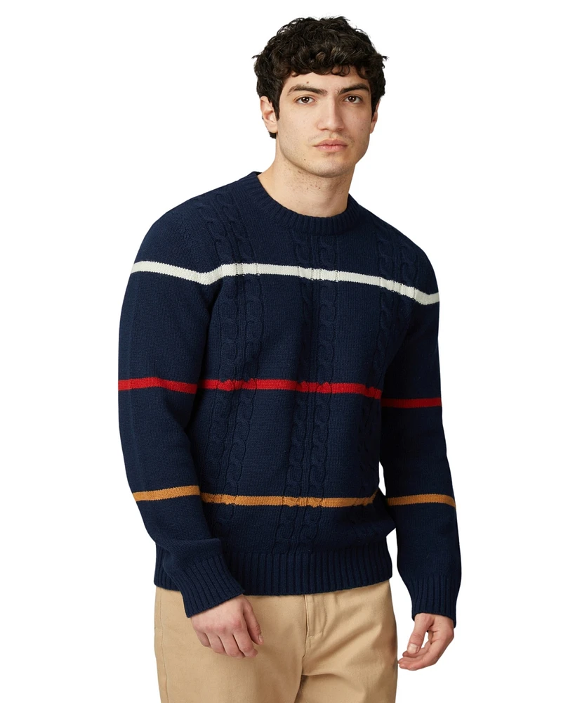 Ben Sherman Men's Cable Stripe Crew Neck Sweater