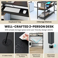 Costway 94.5" Long Office Desk 2-Person Reversible Computer with Led Lights