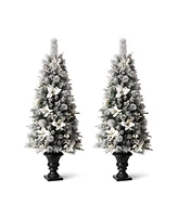 Glitzhome Pre-Lit Pine Artificial Christmas Porch Tree