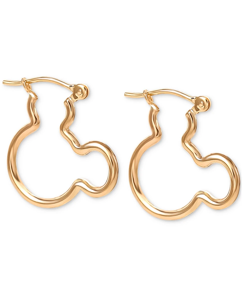 Disney Mickey Mouse Silhouette Small Hoop Earrings in 10k Yellow Gold (3/4")