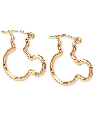 Disney Mickey Mouse Silhouette Small Hoop Earrings in 10k Yellow Gold (3/4")