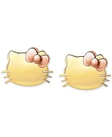 Hello Kitty Stud Earrings 10K Yellow & Rose Gold