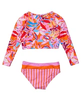 Snapper Rock Big Girls Blooming Sunset Sustainable Crop Ls Rash Set