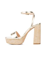 New York & Company Odalina Women's Raffia Platform Heel Sandals