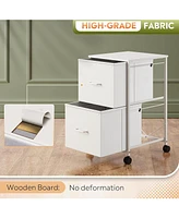 Galaxhero 2 Drawer Mobile File Cabinet, Rolling Printer Stand with Open Storage Shelf, Fabric Vertical Filing Cabinet fits A4 or Letter Size for Home
