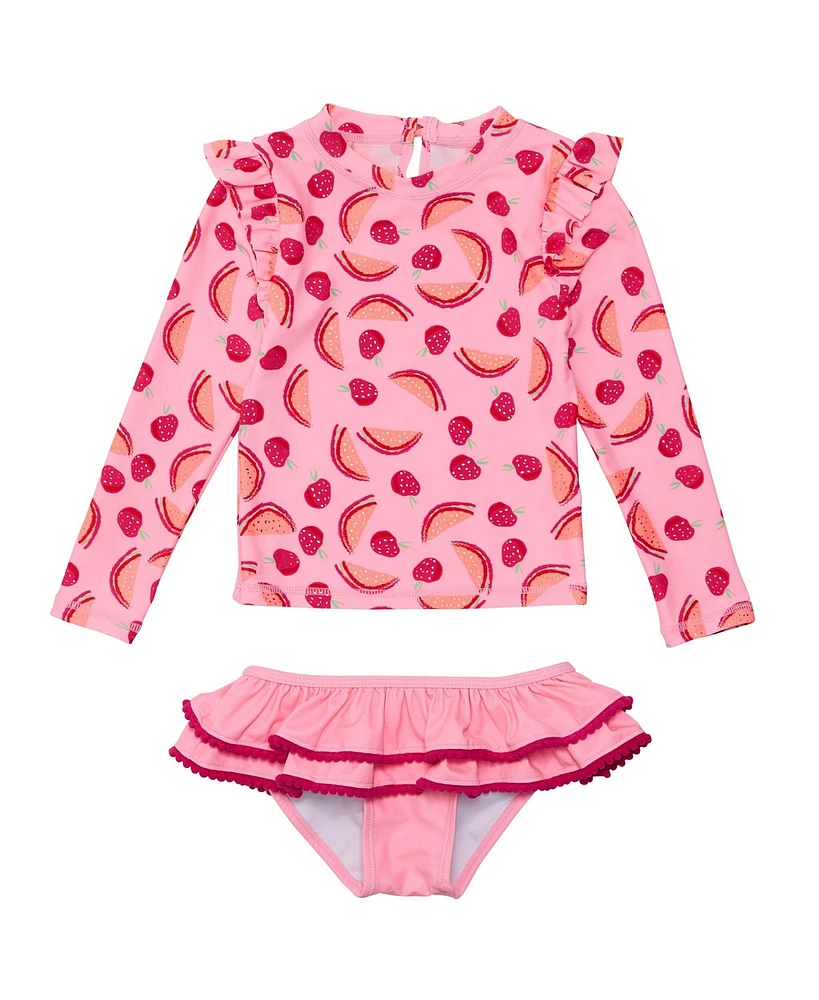 Snapper Rock Girls Berry Sweet Ls Ruffle Set