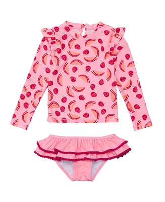 Snapper Rock Girls Berry Sweet Ls Ruffle Set