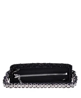 Nina Graduated Crystal Trim Half Moon Clutch