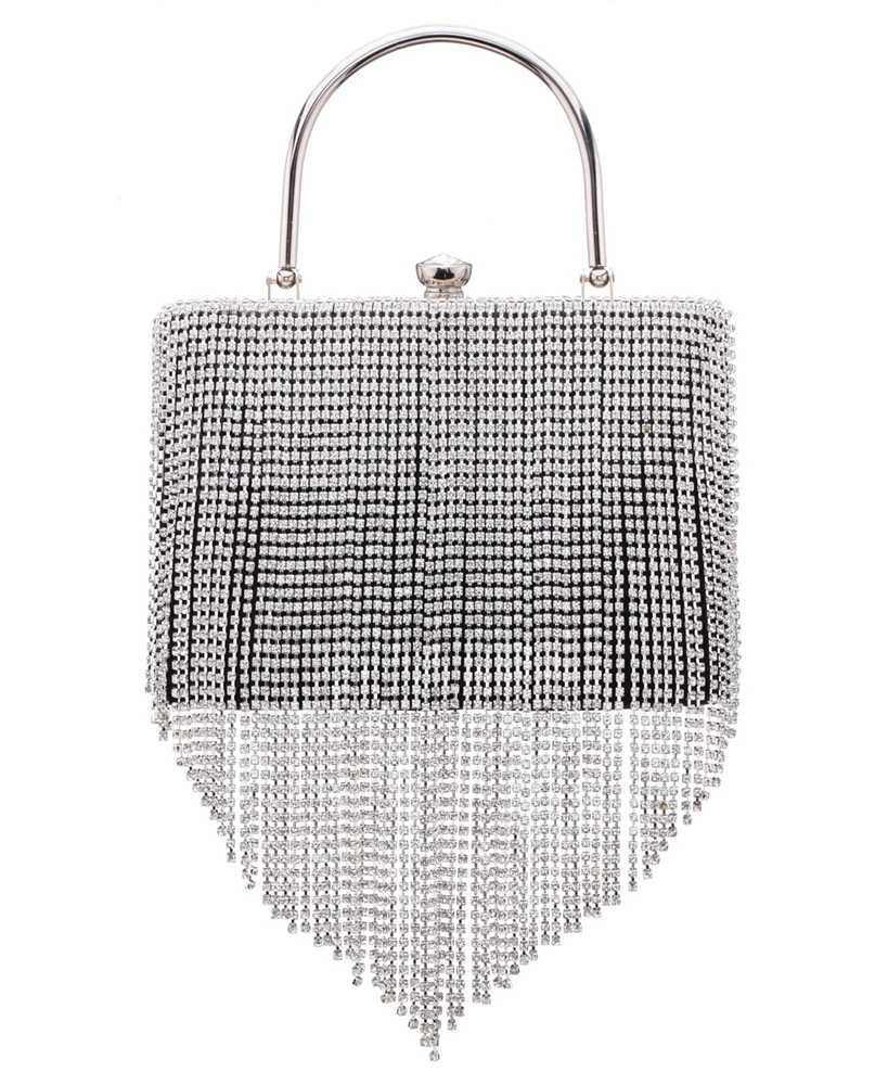 Nina Crystal Chain Cascade Fringe Satchel Bag