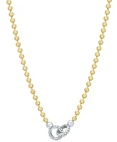 Diamond Interlocking Circle Bead Link 18" Collar Necklace (1/5 ct. t.w.) in 14k Gold-Plated Sterling Silver