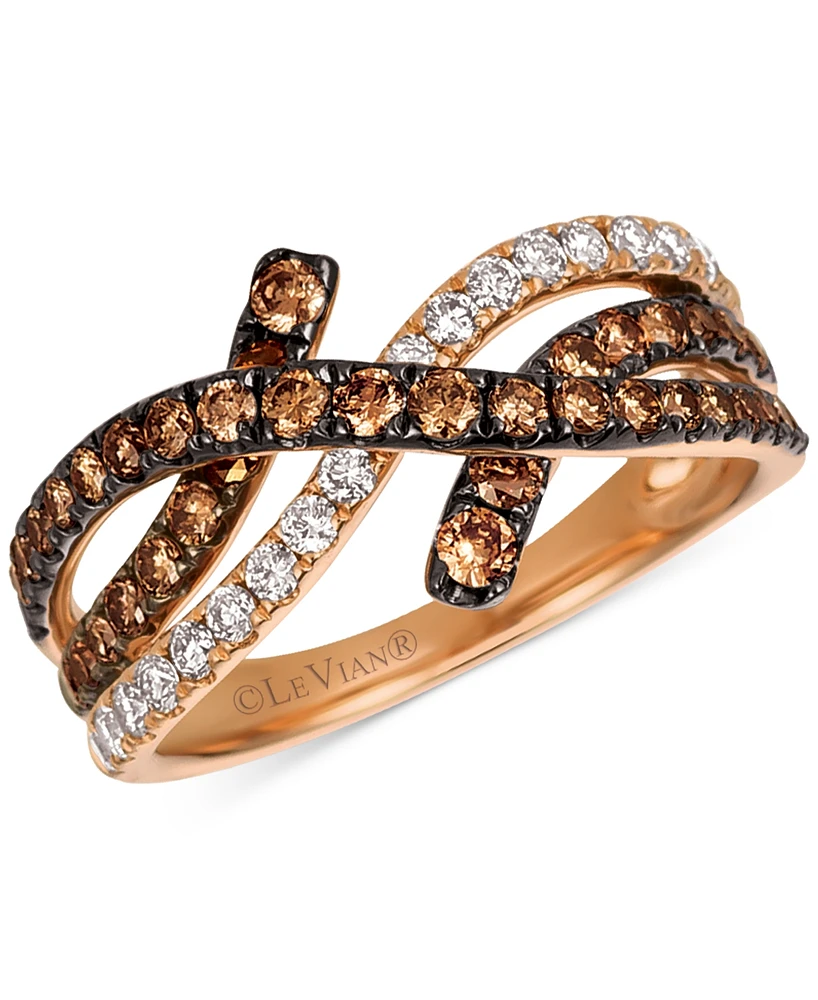 Le Vian Chocolatier Chocolate Diamond & Vanilla Diamond Ring (1-1/20 ct. t.w.) in 14k Strawberry Gold