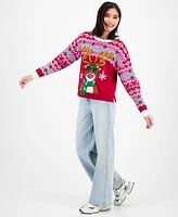 Hooked Up by Iot Juniors' Reindeer Fair Isle Christmas Sweater