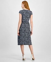 Kasper Dot Print Cowl Neck Top A Line Skirt