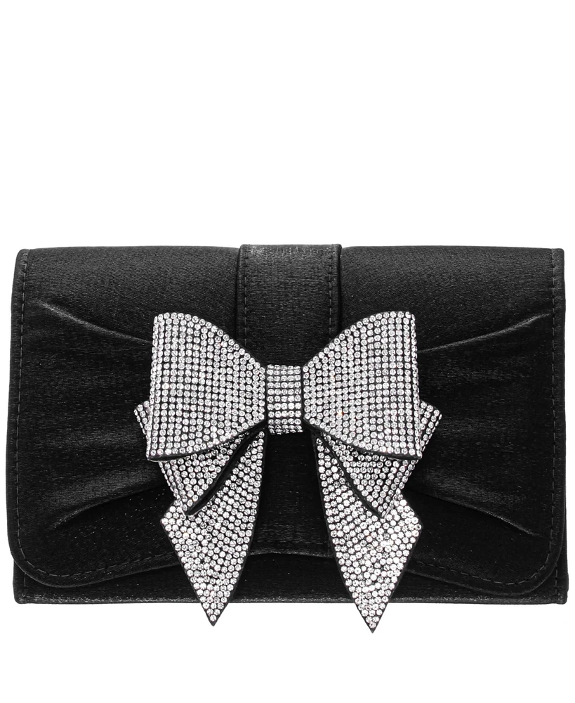 Nina Tiered Crystal Bow Flap Clutch