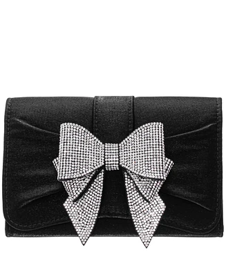 Nina Tiered Crystal Bow Flap Clutch