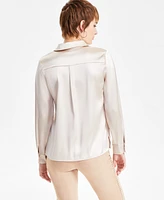 Guess Women's Margurite Bedazzled-Pocket Satin Shirt