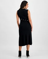 I.n.c. International Concepts Petite Sleeveless Asymmetrical-Snap Rib Sweater Dress, Exclusively at Macy's