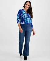 I.n.c. International Concepts Petite Printed Long-Sleeve Top, Exclusively at Macy's