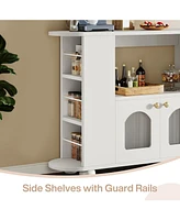 Tribesigns White Buffet Cabinet with Open Storage Shelf, 47.2