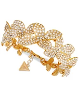 Guess Gold-Tone Pave Flower Statement Bracelet