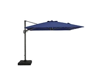 Casainc 11 Ft Square Led Solar Cantilever Umbrella for Outdoor Patio, Gray