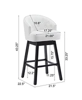 Set of 2 33.25" Upholstered Swivel Counter Height Bar Stools with Back,Kitchen Island Stools-The Pop Home