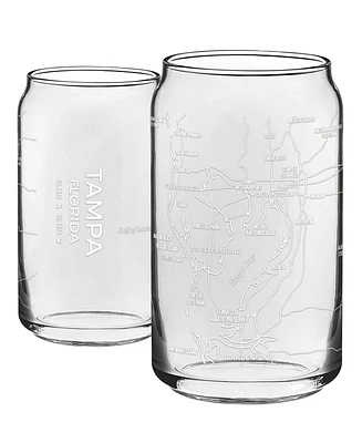 Narbo The Can Tampa Map Everyday Glassware, Set of 2