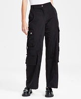 Hugo Women's Solid Wide-Leg Patch-Pocket Cargo Pants