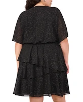 Msk Plus Glitter Chiffon Fit & Flare Dress