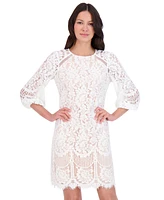 Vince Camuto Petite Jewel-Neck Lace Shift Dress