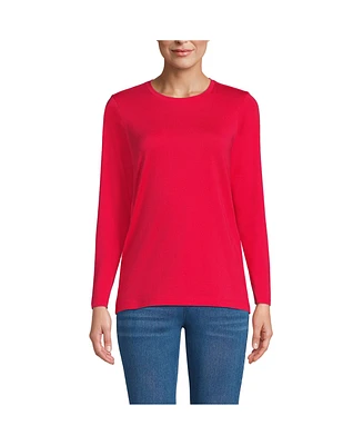 Lands' End Petite Relaxed Supima Cotton Long Sleeve Crew Neck T-Shirt