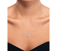 Diamond Accent Double Giraffe Pendant Necklace in Sterling Silver, 16" + 2" extender
