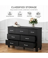 gaomon Dresser for Bedroom, 7 Drawers Modern Wood Dresser, 51" Wide Chest of Drawers Closet, Wooden Dresser Organizer ,White