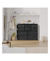 gaomon Dresser For Bedroom, 10 Drawers Fabric Storage Drawer, Dressers & Chest Of Drawers With Side Pockets, Hooks, Wood Tabletop For Closet, Living R