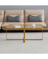 Slickblue Minimalist Rectangle Coffee Table - Metal Frame with Sintered Stone Top