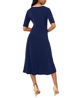 Msk Petite Button-Front Fit & Flare Empire-Waist Dress