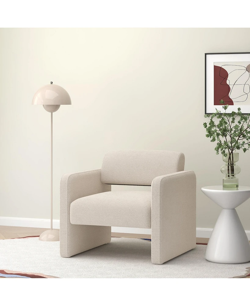 Lovmor stripe single sofa chair, upholstered comfortable chair with armrests,Beige (30.9"30.51"30.11")