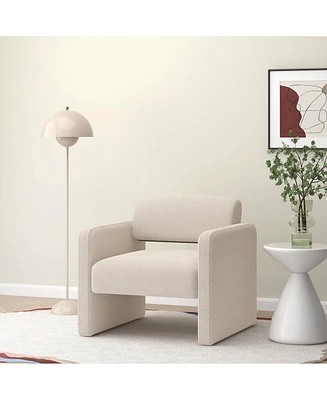 Lovmor stripe single sofa chair, upholstered comfortable chair with armrests,Beige (30.9"30.51"30.11")