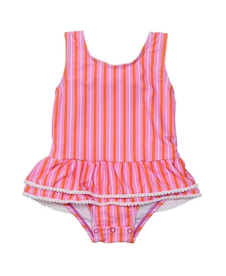 Snapper Rock Baby Girls Stripy Sunset Sustainable Skirt Swimsuit