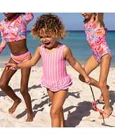 Snapper Rock Baby Girls Stripy Sunset Sustainable Skirt Swimsuit