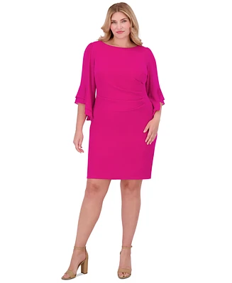 Jessica Howard Plus Bell-Sleeve Side-Ruched Dress