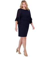 Jessica Howard Plus Size Bell-Sleeve Side-Ruched Dress