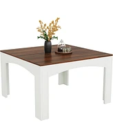 Tribesigns Square Dining Table for 4, 39.4-Inch Farmhouse Wood Kitchen Table Dinner Table for Dining Room, Small Space