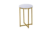 Slickblue White Round Marble Side Table - Elegant Simple Design for Living Room or Bedroom