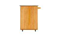 Slickblue Moveable Kitchen Cart with Stainless Steel Table Top & One Drawer & One Cabinet Sapele