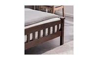 Slickblue Walnut Queen Vertical Strip Bed - Modern Design for Stylish Bedrooms